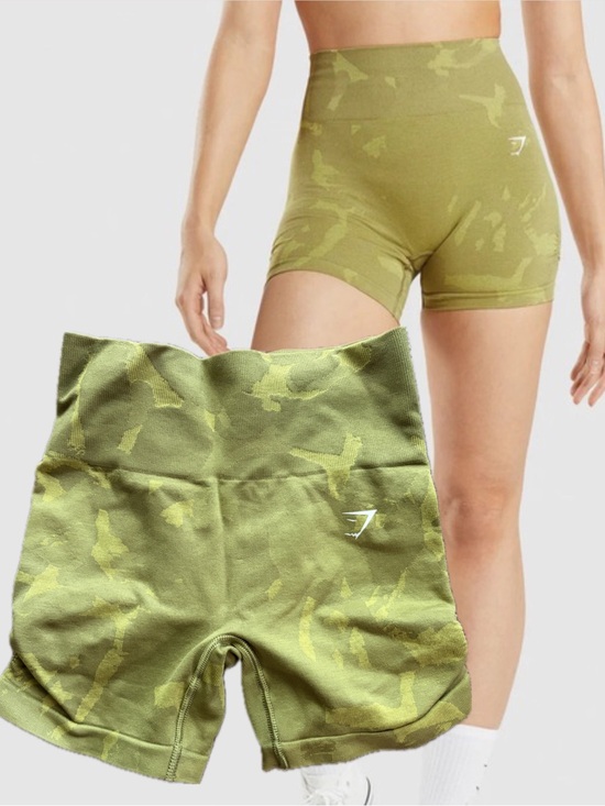 Gymshark Pants - Gymshark Adapt Seamless Camo Savannah Griffin Green Active Tight Bike Shorts XS